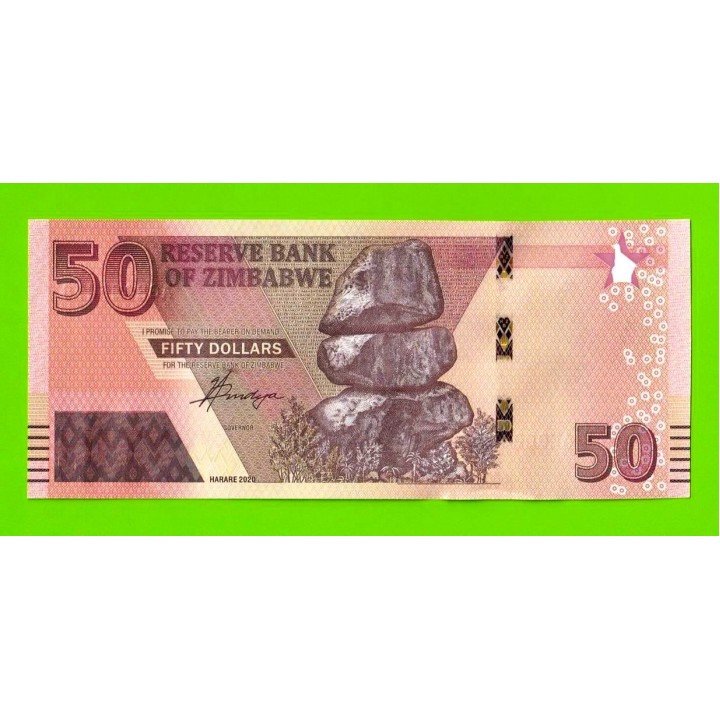 Зимбабве - 50 долларов - 2020 (AG) - UNC!!!