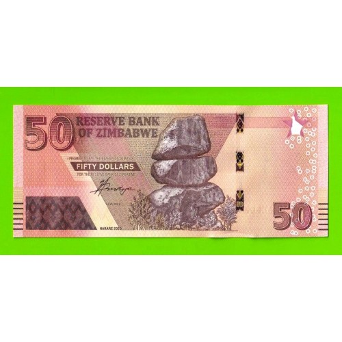 Зимбабве - 50 долларов - 2020 (AG) - UNC!!!