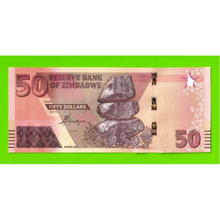 Зимбабве - 50 долларов - 2020 (AG) - UNC!!!