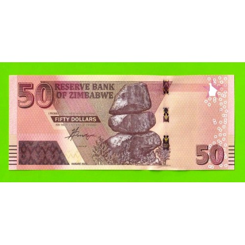 Зимбабве - 50 долларов - 2020 (AG) - UNC!!!