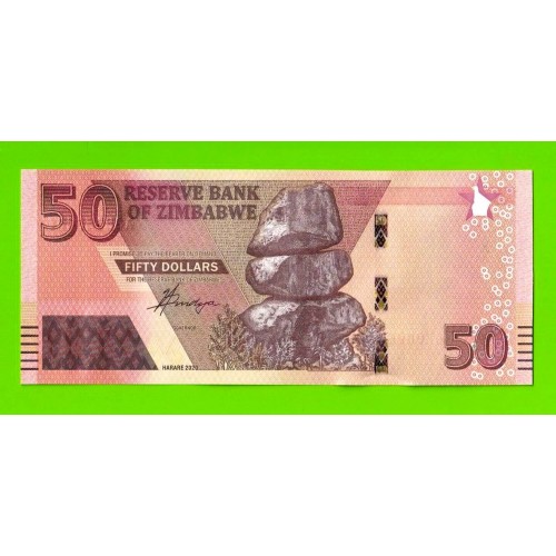 Зимбабве - 50 долларов - 2020 (AG) - UNC!!!
