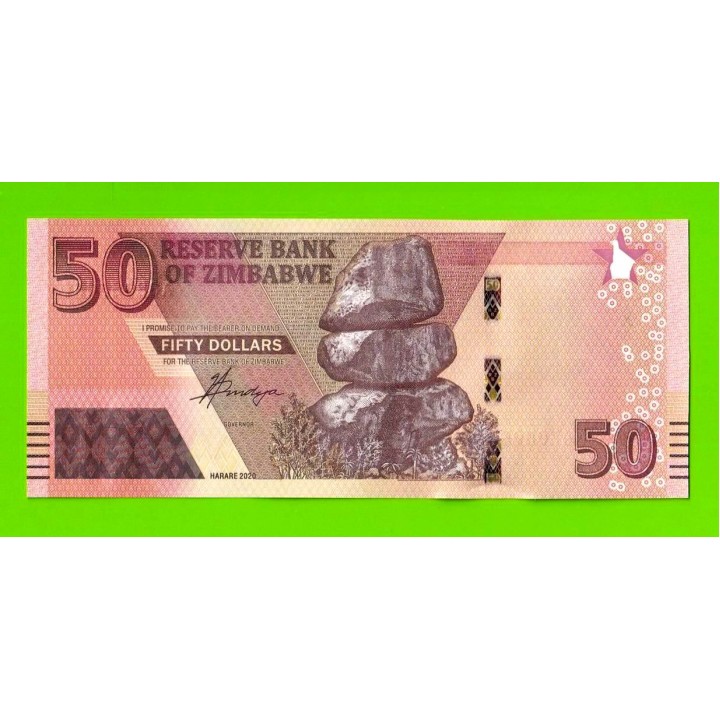 Зимбабве - 50 долларов - 2020 (AG) - UNC!!!
