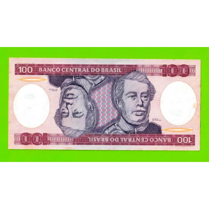 Бразилия - 100 крузейро - 1984 - пятна - aUNC!!!