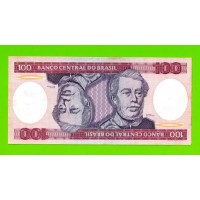 Бразилия - 100 крузейро - 1984 - пятна - aUNC!!!