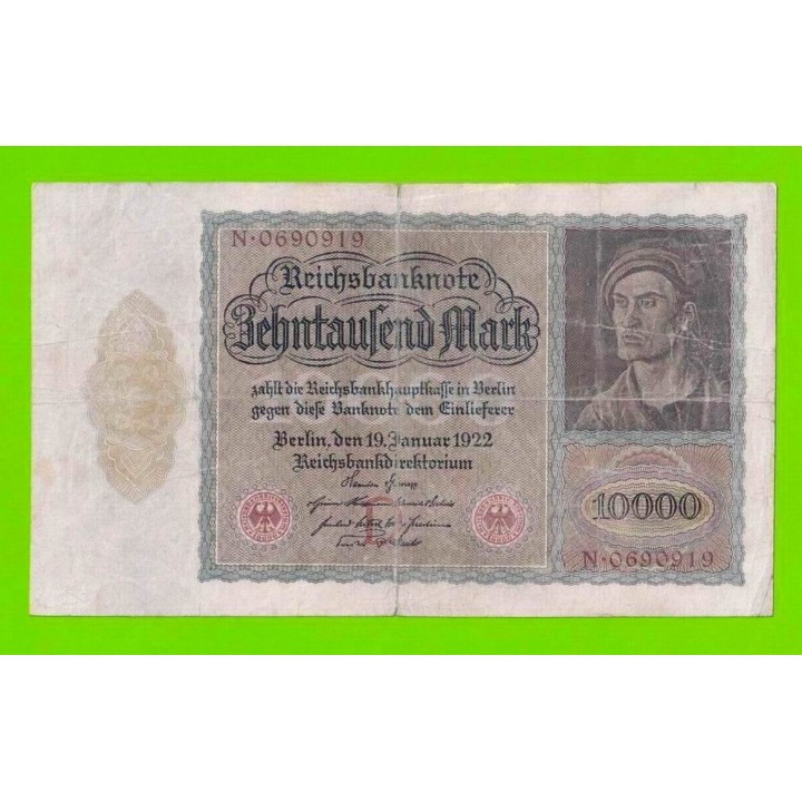 Германия - 10000 марок - 1922 (тип 1) - надорвана