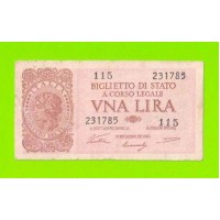 Италия - 1 лира - 1944