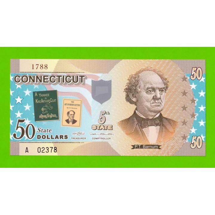 США - 50 долларов штата Коннектикут - 2014 (сувенирные, пластик) - UNC!!!