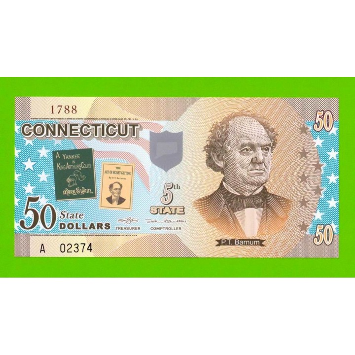 США - 50 долларов штата Коннектикут - 2014 (сувенирные, пластик) - UNC!!!