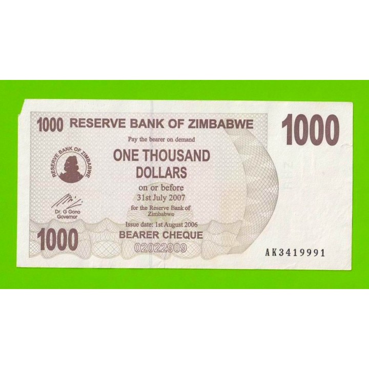 Зимбабве - 1000 долларов - 2006 (AK)