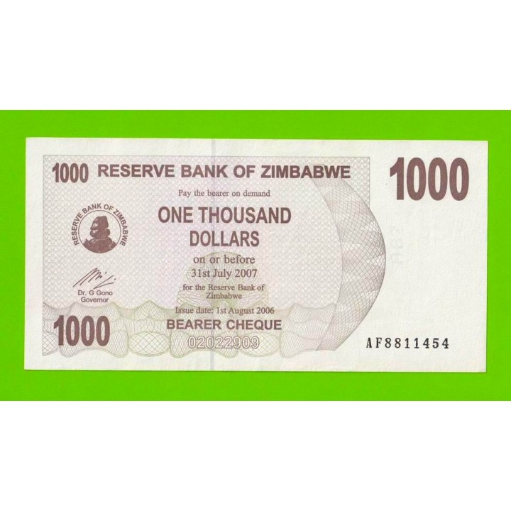 Зимбабве - 1000 долларов - 2006 (AF)