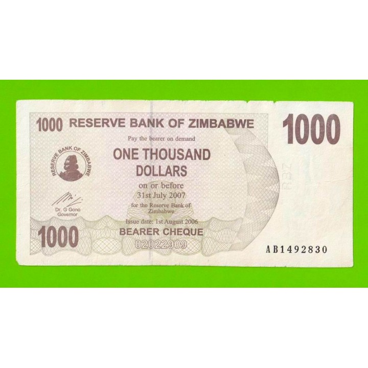 Зимбабве - 1000 долларов - 2006 (AB)