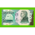 США - 50 долларов штата Делавэр - 2014 (сувенирные, пластик) - UNC!!!