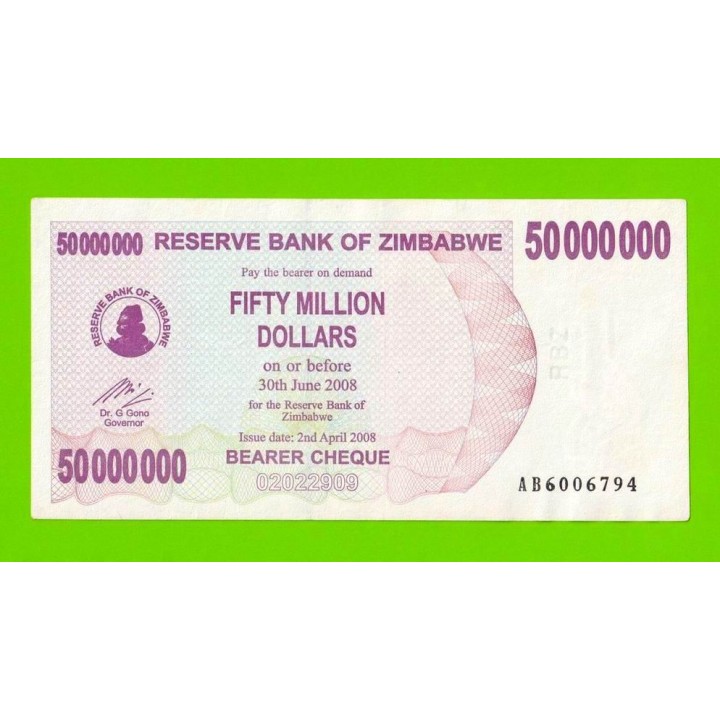 Зимбабве - 50000000 / 50 миллионов долларов - 2008 (AB)