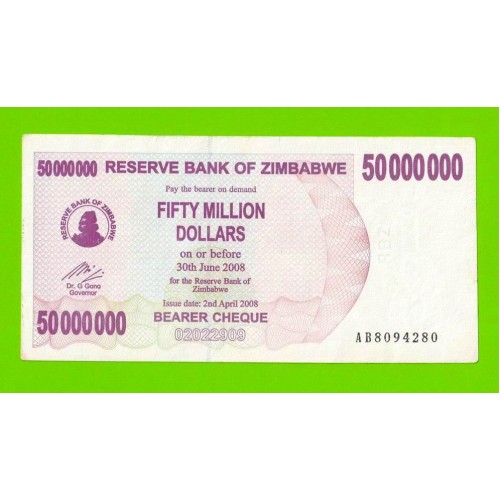 Зимбабве - 50000000 / 50 миллионов долларов - 2008 (AB)