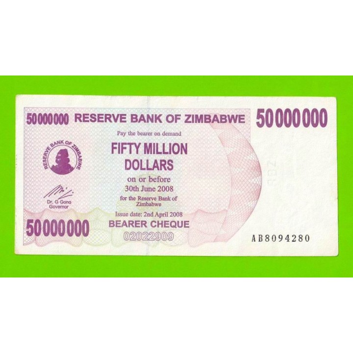 Зимбабве - 50000000 / 50 миллионов долларов - 2008 (AB)