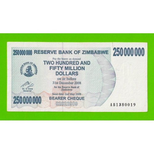 Зимбабве - 250000000 / 250 миллионов долларов - 2008 (AB)