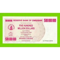 Зимбабве - 500000000 / 500 миллионов долларов - 2008 (AC) - UNC-!!!