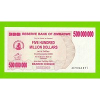 Зимбабве - 500000000 / 500 миллионов долларов - 2008 (AC) - UNC-!!!