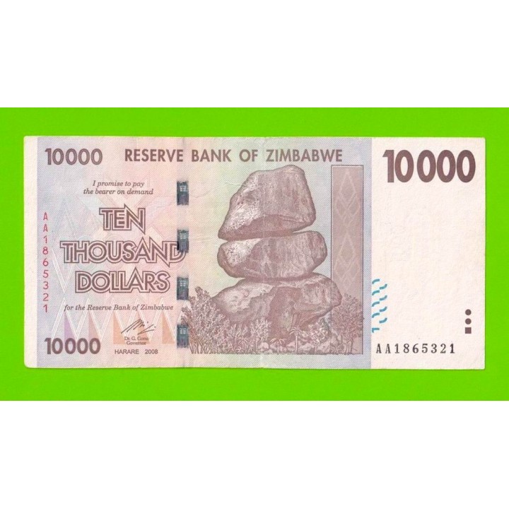 Зимбабве - 10000 долларов - 2008 (AA)