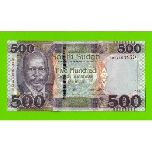 Южный Судан - 500 фунтов - 2021 (BG) - UNC!!!