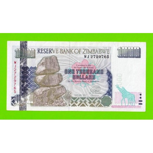 Зимбабве - 1000 долларов - 2003 (WJ)