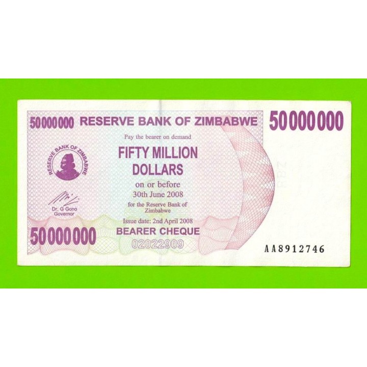 Зимбабве - 50000000 / 50 миллионов долларов - 2008 (AA)
