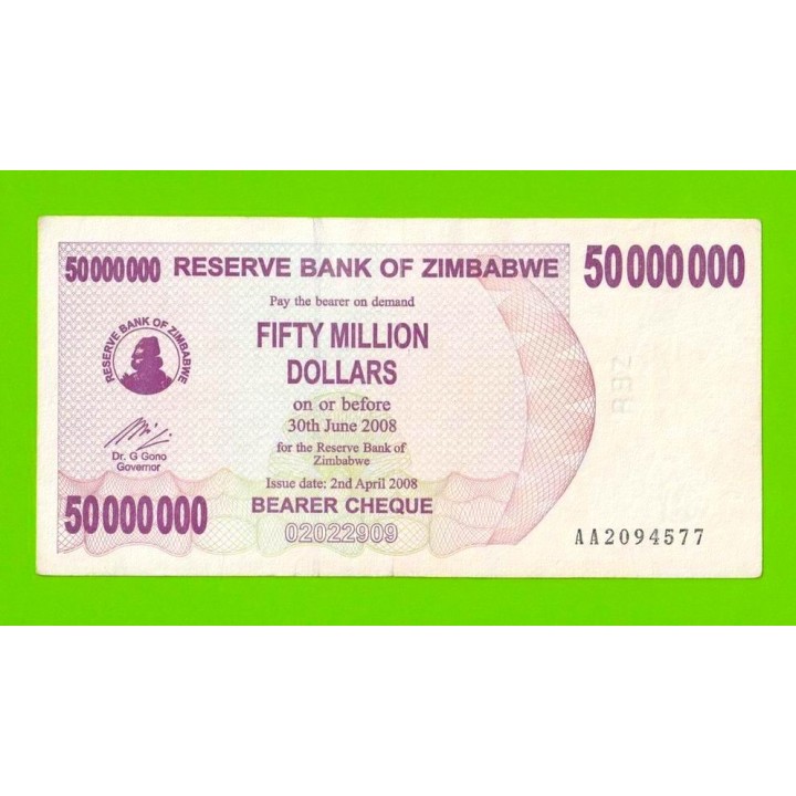 Зимбабве - 50000000 / 50 миллионов долларов - 2008 (AA)