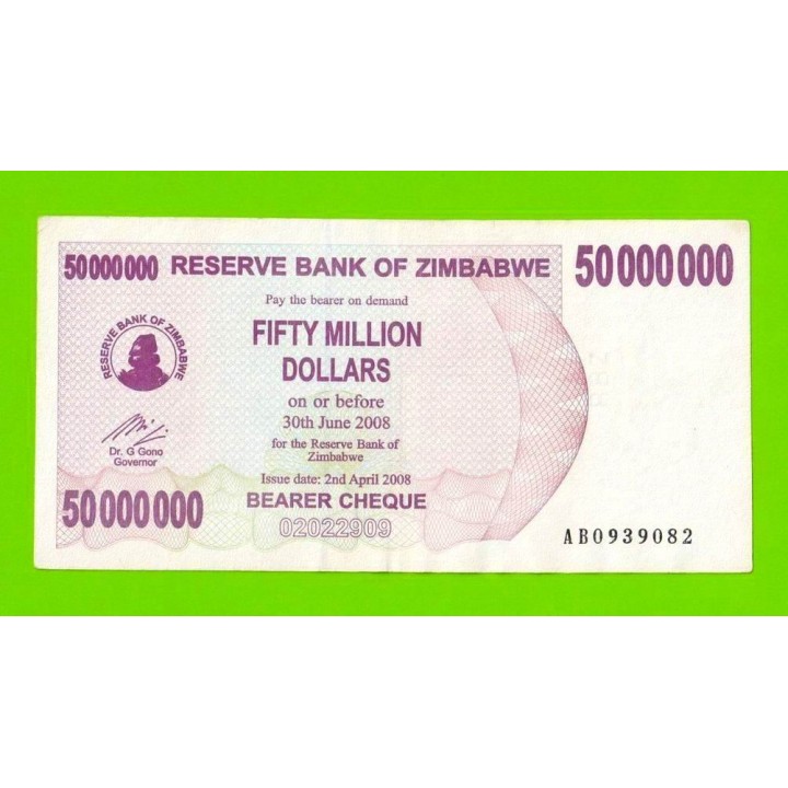 Зимбабве - 50000000 / 50 миллионов долларов - 2008 (AB)