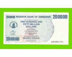 Зимбабве - 250000000 / 250 миллионов долларов - 2008 (AB)