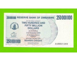 Зимбабве - 250000000 / 250 миллионов долларов - 2008 (AA)