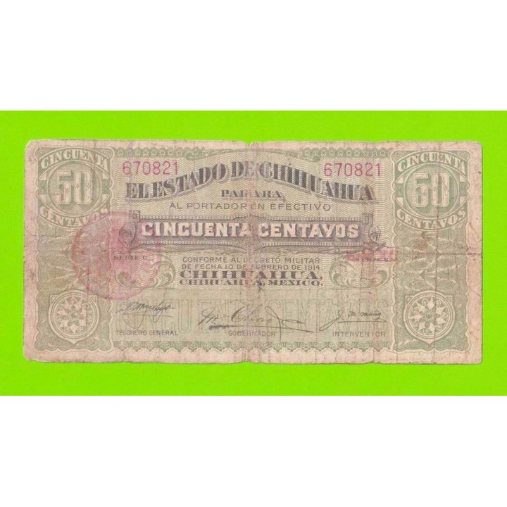 Мексика, Чихуахуа - 50 сентаво - 1914