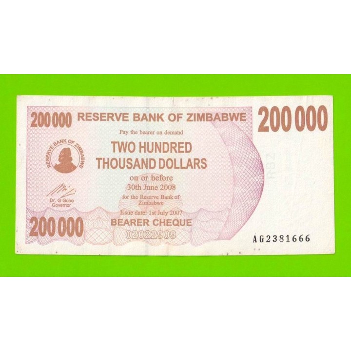 Зимбабве - 200000 долларов - 2007 (AG)