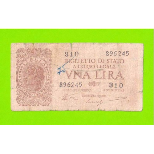 Италия - 1 лира - 1944