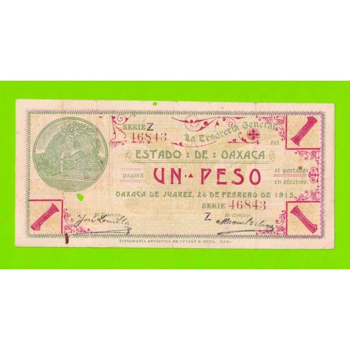 Мексика (Oaxaca) - 1 песо - 1915