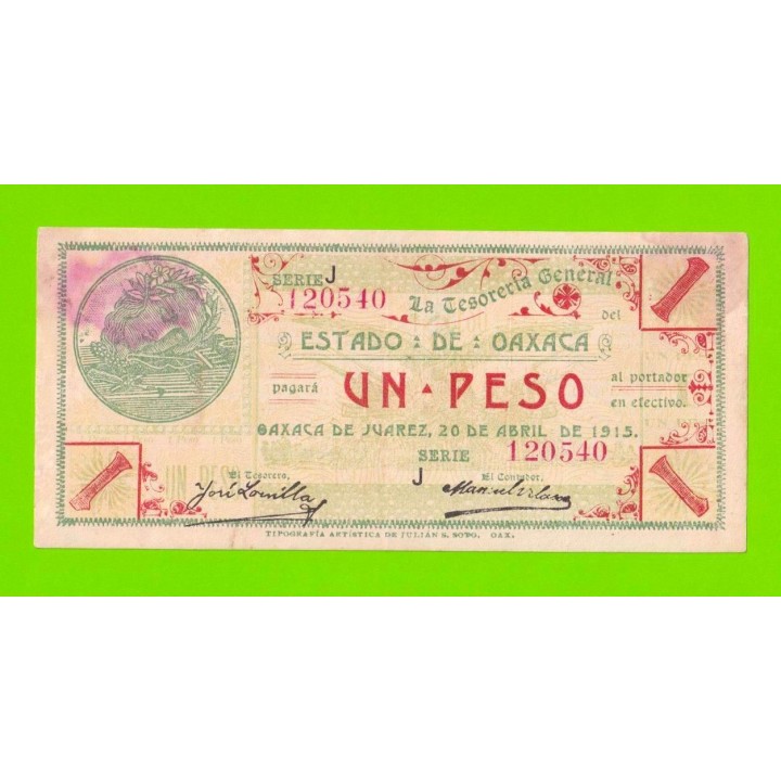 Мексика (Oaxaca) - 1 песо - 1915