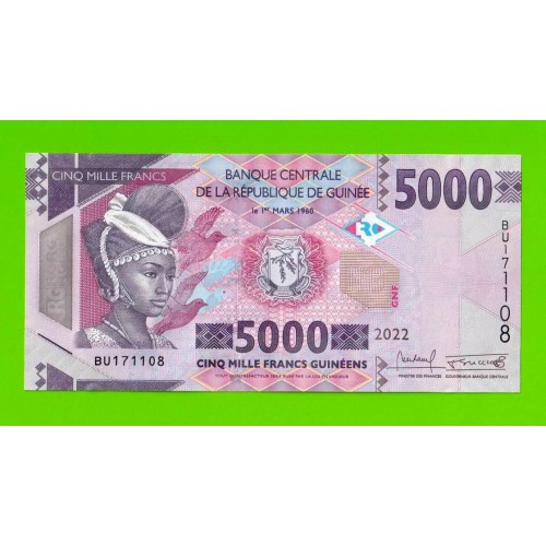 Гвинея - 5000 франков - 2022 - UNC!!!