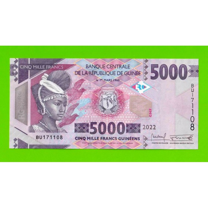 Гвинея - 5000 франков - 2022 - UNC!!!