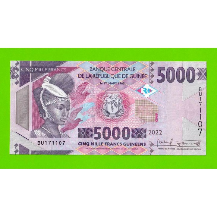 Гвинея - 5000 франков - 2022 - UNC!!!
