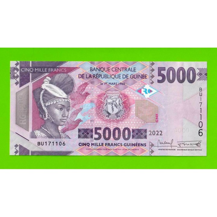 Гвинея - 5000 франков - 2022 - UNC!!!