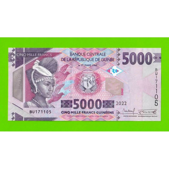Гвинея - 5000 франков - 2022 - UNC!!!