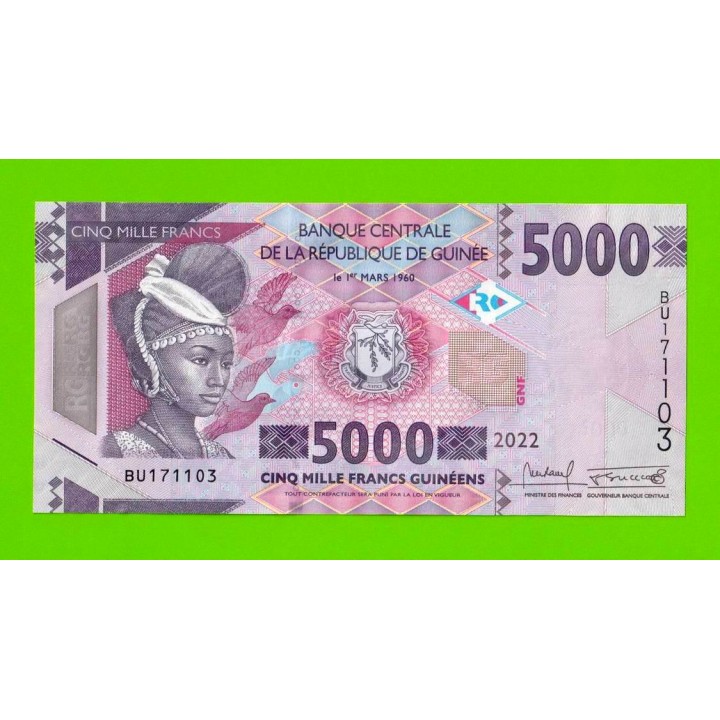 Гвинея - 5000 франков - 2022 - UNC!!!