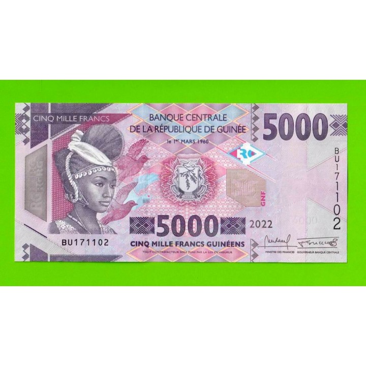 Гвинея - 5000 франков - 2022 - UNC!!!