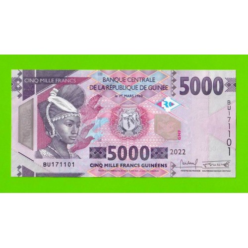 Гвинея - 5000 франков - 2022 - UNC!!!