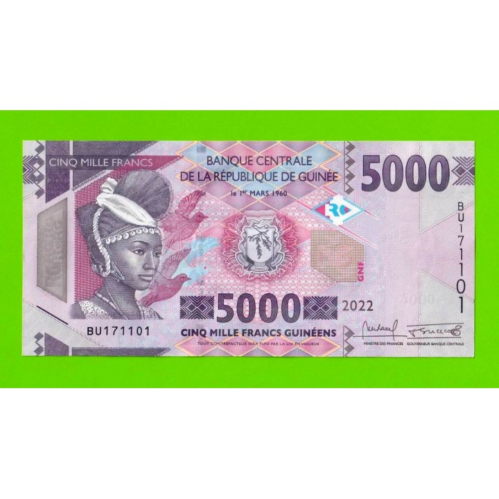 Гвинея - 5000 франков - 2022 - UNC!!!