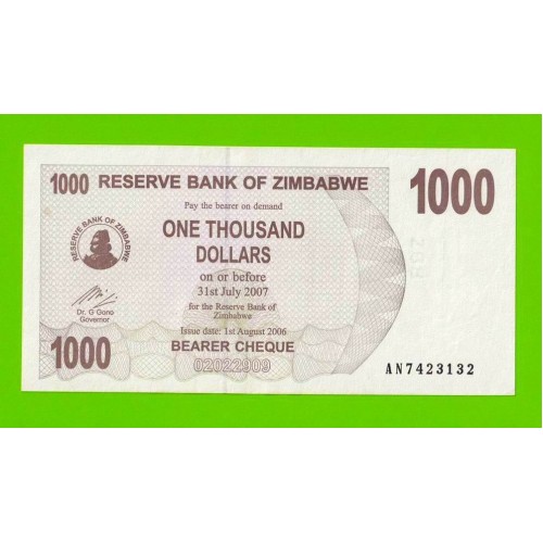Зимбабве - 1000 долларов - 2006 (AN)