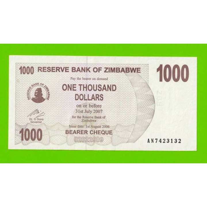 Зимбабве - 1000 долларов - 2006 (AN)