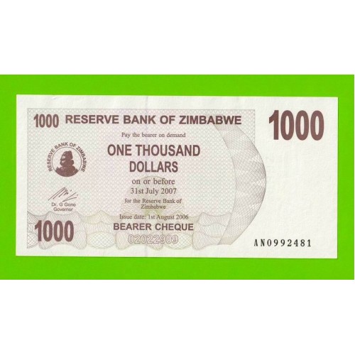 Зимбабве - 1000 долларов - 2006 (AN)
