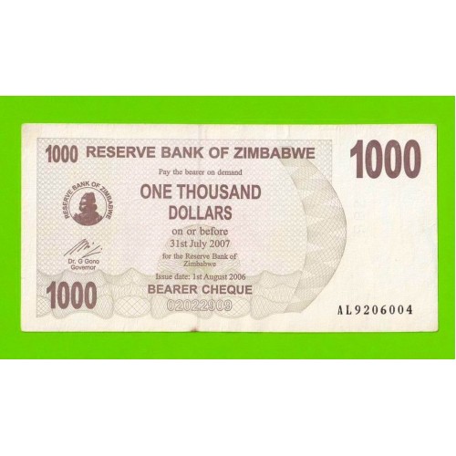 Зимбабве - 1000 долларов - 2006 (AL)