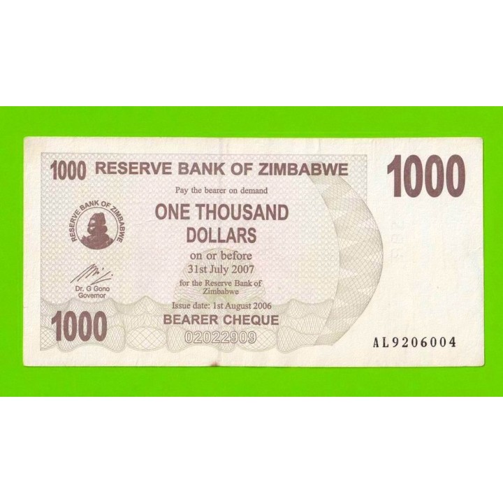 Зимбабве - 1000 долларов - 2006 (AL)