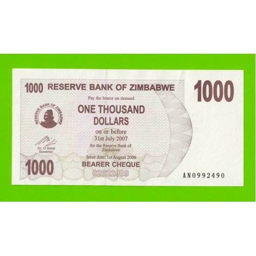 Зимбабве - 1000 долларов - 2006 (AN)
